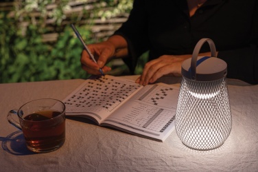Logotrade advertising product image of: Aurora RCS recycled plastic USB re-chargeable table lamp