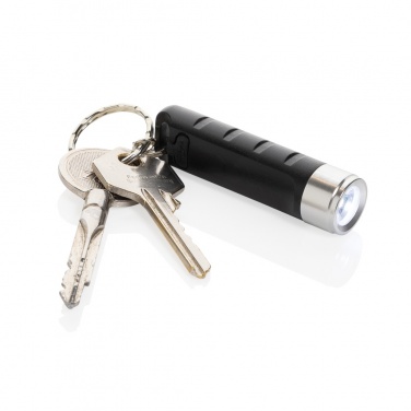 Logo trade promotional gifts picture of: Globix RCS recycled plastic USB re-chargeable keychain torch