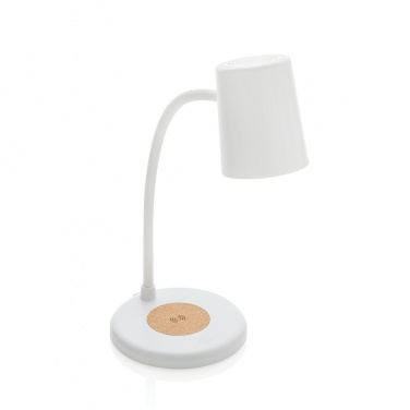 Logo trade corporate gifts picture of: Zenara RCS recycled plastic and cork 15W wireless desk lamp