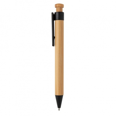 Logo trade business gifts image of: Bamboo pen with wheatstraw clip
