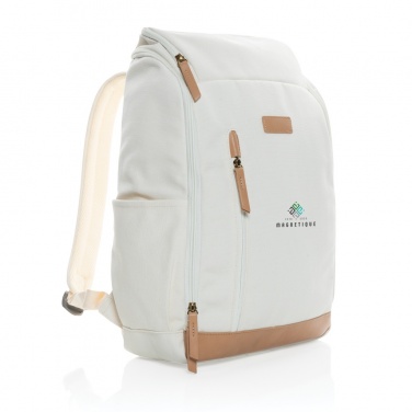 Logo trade promotional products image of: Impact AWARE™ 16 oz. recycled canvas 15" laptop backpack