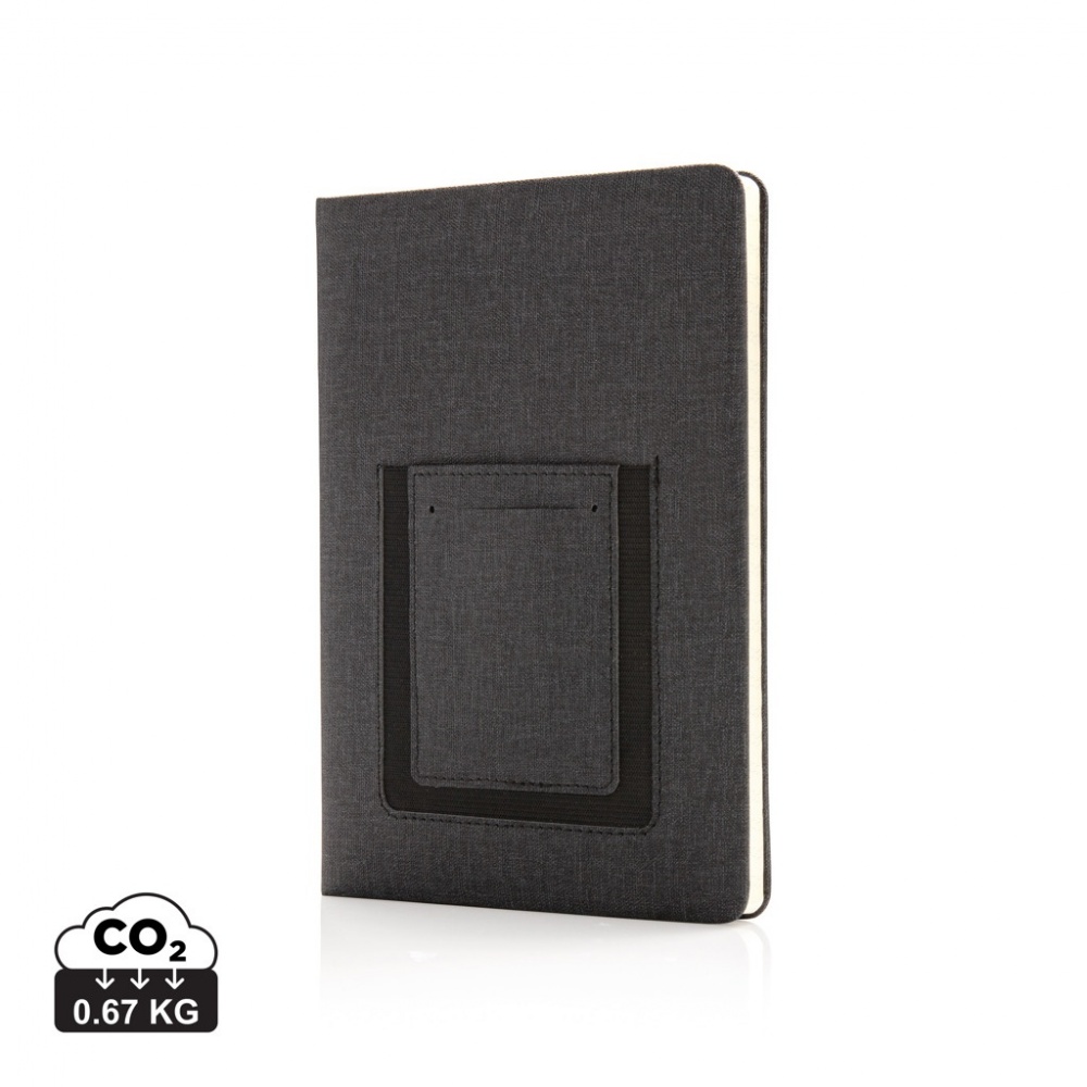 Logotrade promotional item picture of: Deluxe A5 Notebook with phone pocket
