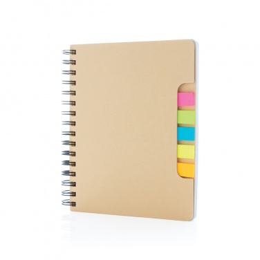 Logo trade advertising product photo of: A5 Kraft spiral notebook with sticky notes