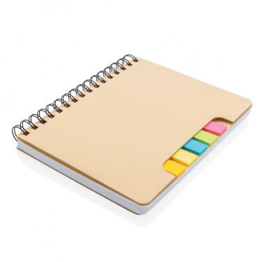 Logo trade corporate gifts image of: A5 Kraft spiral notebook with sticky notes