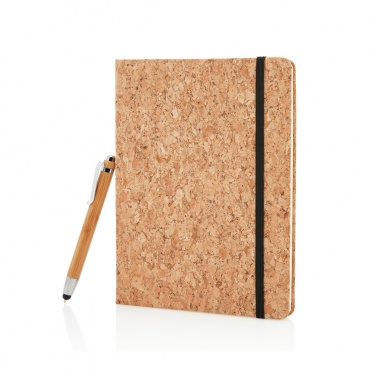 Logo trade promotional gifts image of: A5 notebook with bamboo pen including stylus