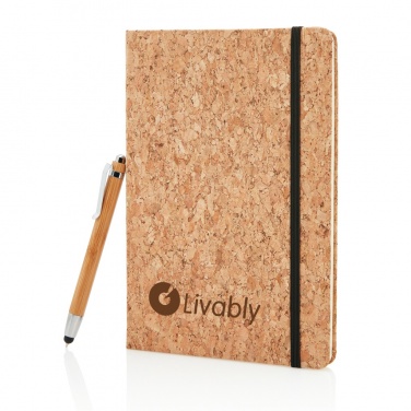 Logotrade corporate gift image of: A5 notebook with bamboo pen including stylus