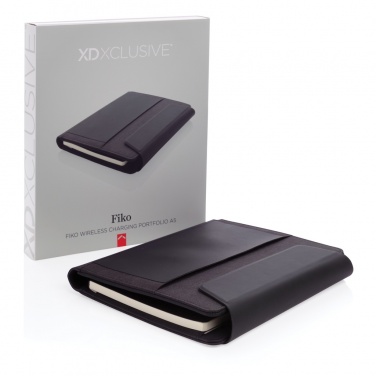 Logo trade advertising product photo of: Fiko wireless charging A5 portfolio with powerbank