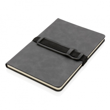 Logo trade advertising products picture of: Deluxe hardcover PU notebook A5 with phone and pen holder