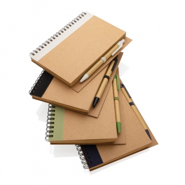 Logo trade promotional giveaways image of: Kraft spiral notebook with pen