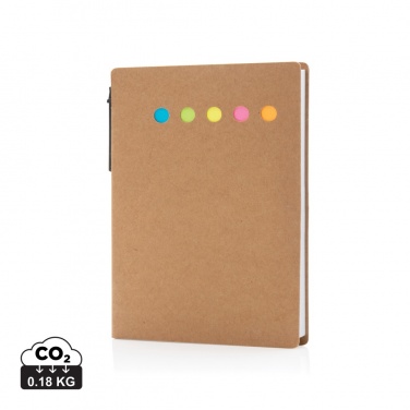 Logo trade promotional items image of: Kraft sticky notes A6 booklet with pen