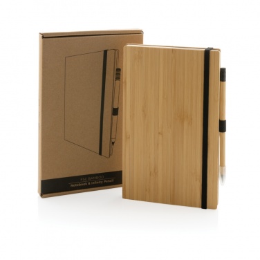 Logo trade promotional items picture of: Bamboo notebook and infinity pencil set