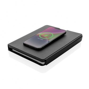 Logo trade promotional items image of: Swiss Peak RCS rePU notebook with 2-in-1 wireless charger