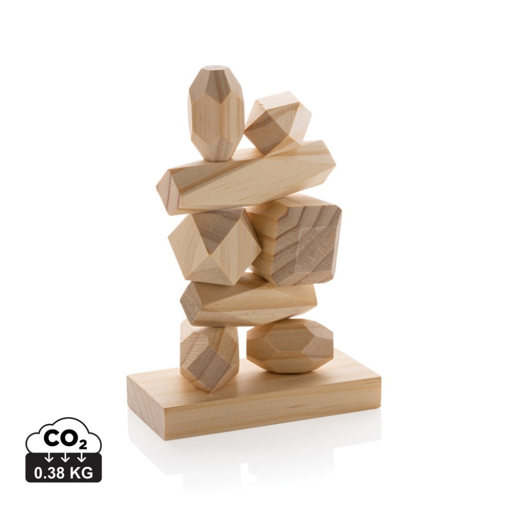 Logotrade promotional giveaway image of: Ukiyo Crios wooden balancing rocks in pouch