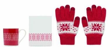 Logo trade business gifts image of: Winter gift mug and gloves set