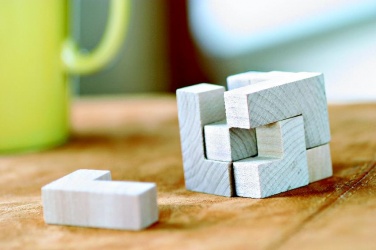 Logo trade promotional items image of: Wooden puzzle in cotton pouch