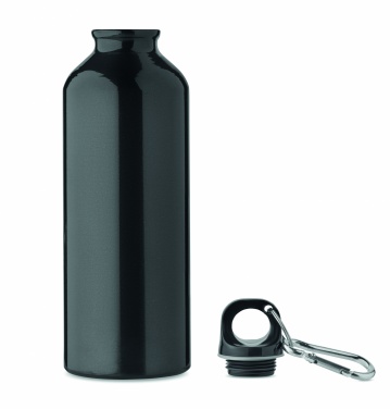 Logo trade business gift photo of: 500 ml single-walled water bottle made of recycled aluminum with a carabiner
