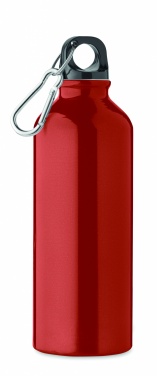 Logotrade promotional product picture of: 500 ml single-walled water bottle made of recycled aluminum with a carabiner