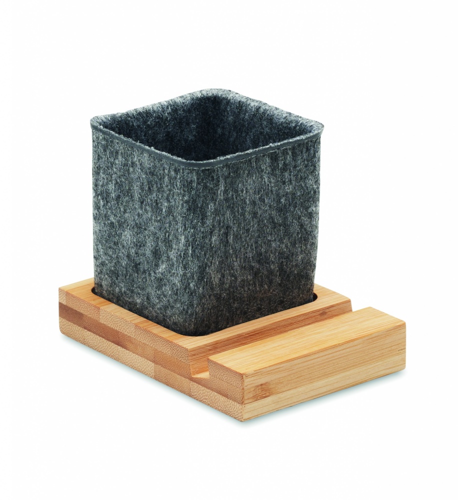 Logo trade promotional items image of: RPET felt pen pot phone stand