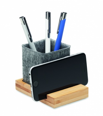 Logo trade business gifts image of: RPET felt pen pot phone stand