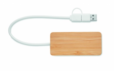 Logo trade promotional products picture of: Bamboo USB 3 ports hub
