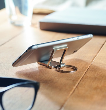 Logo trade corporate gifts image of: Metal key ring phone stand Seinajoki