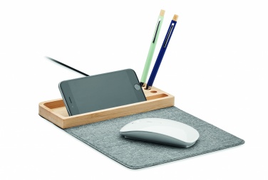 Logo trade promotional giveaway photo of: Wireless charger in bamboo 15W