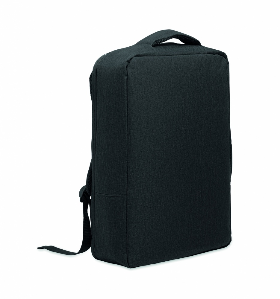 Logo trade promotional merchandise photo of: A safe 15-inch laptop backpack made of 300D RPET with a 210D RPET lining and customizable printing.