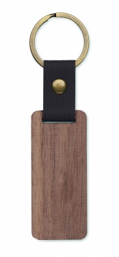 Logo trade promotional item photo of: Key ring in walnut and PU Kokkola