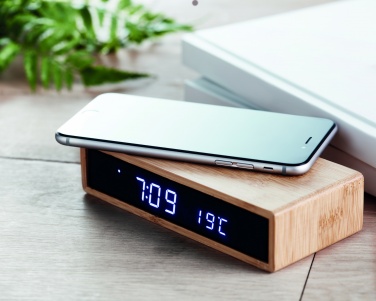 Logo trade promotional gifts image of: Wireless charger in bamboo 5W