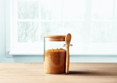 Logo trade advertising product photo of: Glass jar with spoon 600 ml