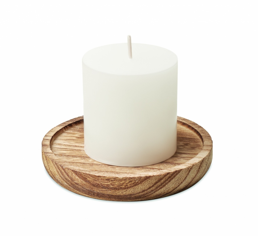 Logo trade advertising products picture of: Candle on round wooden base