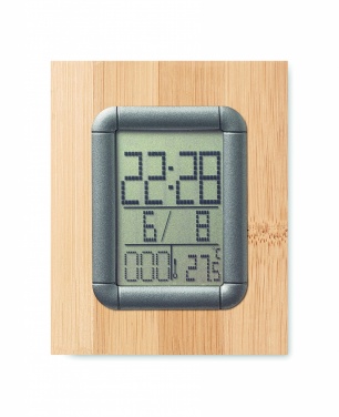 Logo trade business gift photo of: Bamboo pen holder and LCD clock