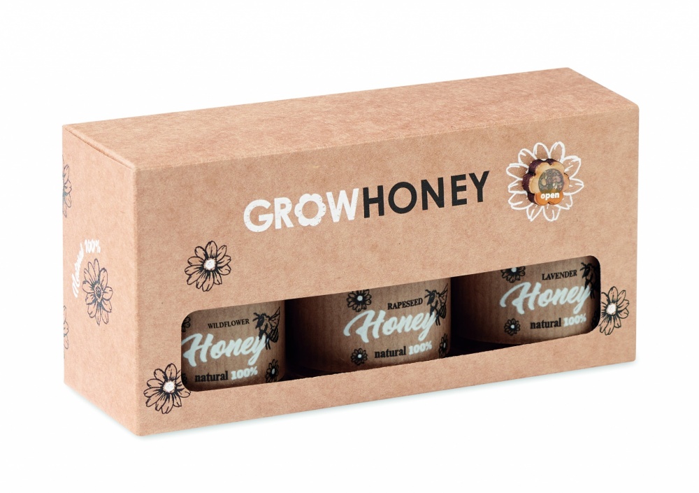Logo trade corporate gifts image of: Set of 3 wildflower honey