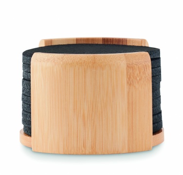 Logotrade advertising products photo of: RPET coasters in bamboo holder