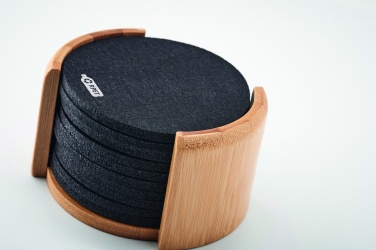 Logotrade promotional giveaway picture of: RPET coasters in bamboo holder