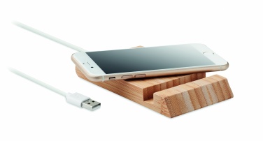 Logo trade business gifts image of: Bamboo wireless charger  10W ODOS