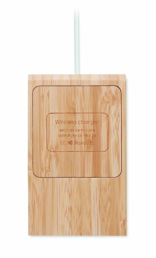 Logo trade promotional gifts image of: Bamboo wireless charger  10W ODOS