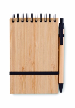Logo trade promotional items picture of: A6 bamboo notepad with pen SONORABAM
