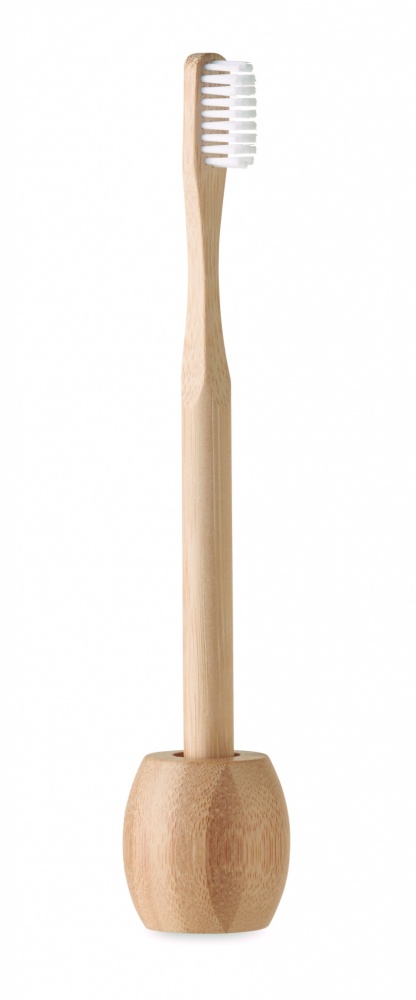 Logo trade promotional products image of: Bamboo tooth brush with stand