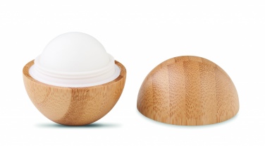 Logo trade corporate gifts picture of: Lip balm in round bamboo case