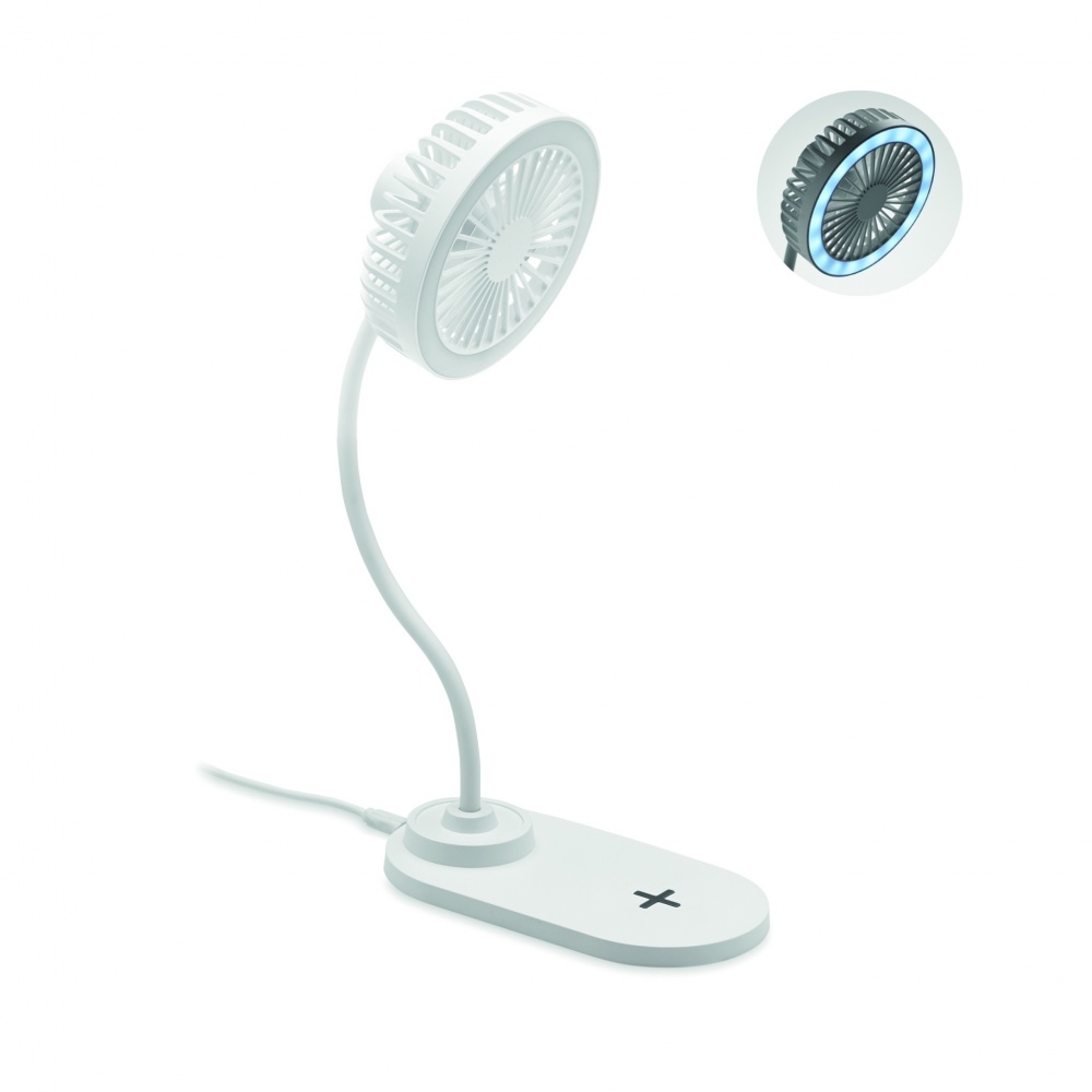 Logo trade promotional items image of: Desktop charger fan with light