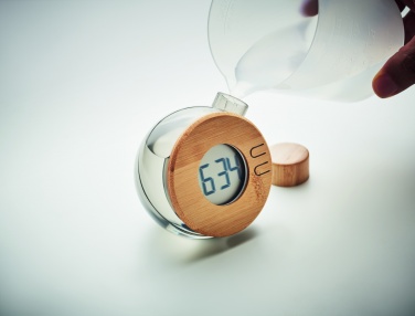 Logotrade promotional giveaway picture of: Water powered bamboo LCD clock