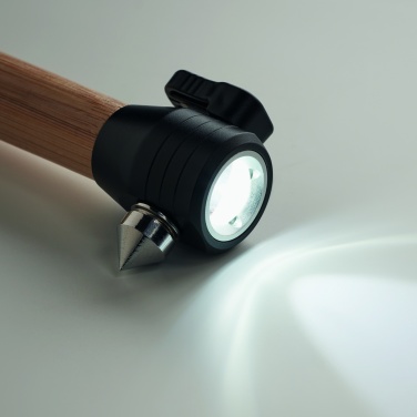 Logo trade corporate gift photo of: 3-in-1 bamboo flashlight with an emergency hammer and seatbelt cutter
