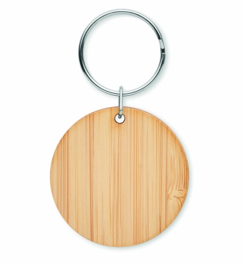 Logo trade promotional item photo of: Round bamboo key ring Pieksämäki