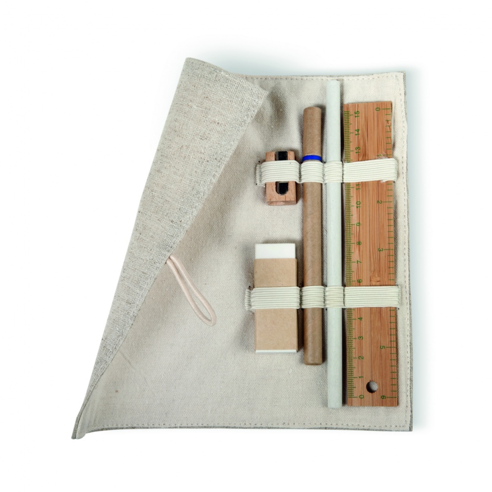 Logo trade promotional gifts image of: Stationary set in cotton pouch