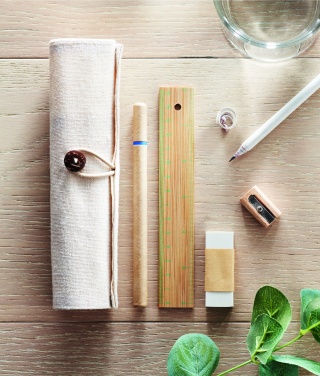 Logo trade corporate gift photo of: Stationary set in cotton pouch