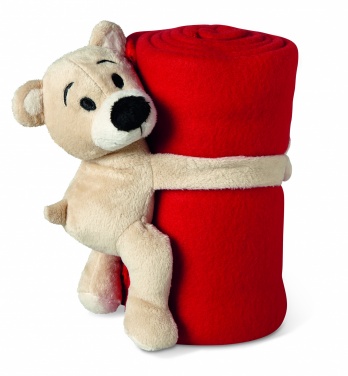 Logo trade promotional giveaways picture of: Fleece blanket with bear