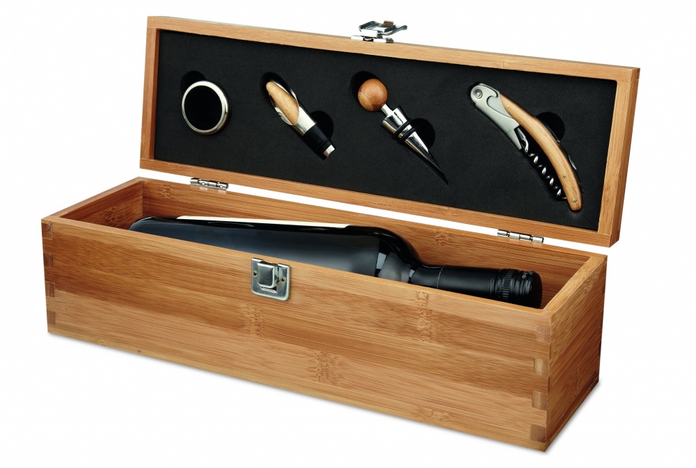 Logo trade promotional product photo of: Wine set in bamboo box