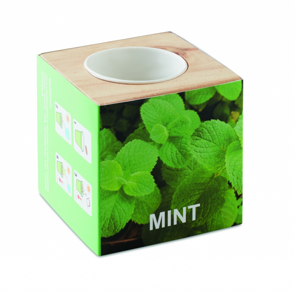 Logo trade promotional items image of: Herb pot wood "MINT"