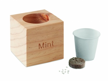 Logo trade promotional gifts picture of: Herb pot wood "MINT"